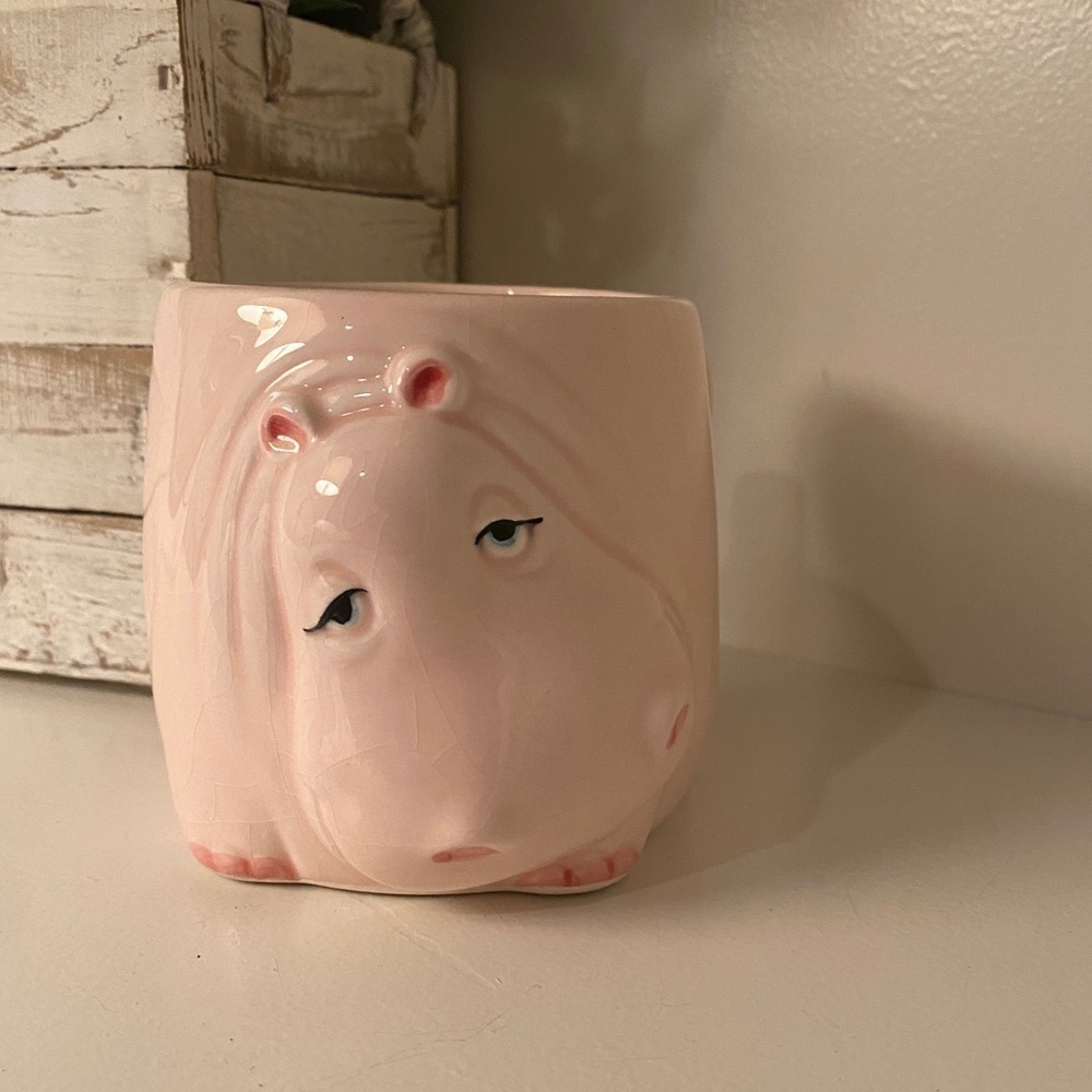 Fitz and Floyd Pink Sleepy Hippo 3 Dimensional Retro Novelty Coffee Mug Cup